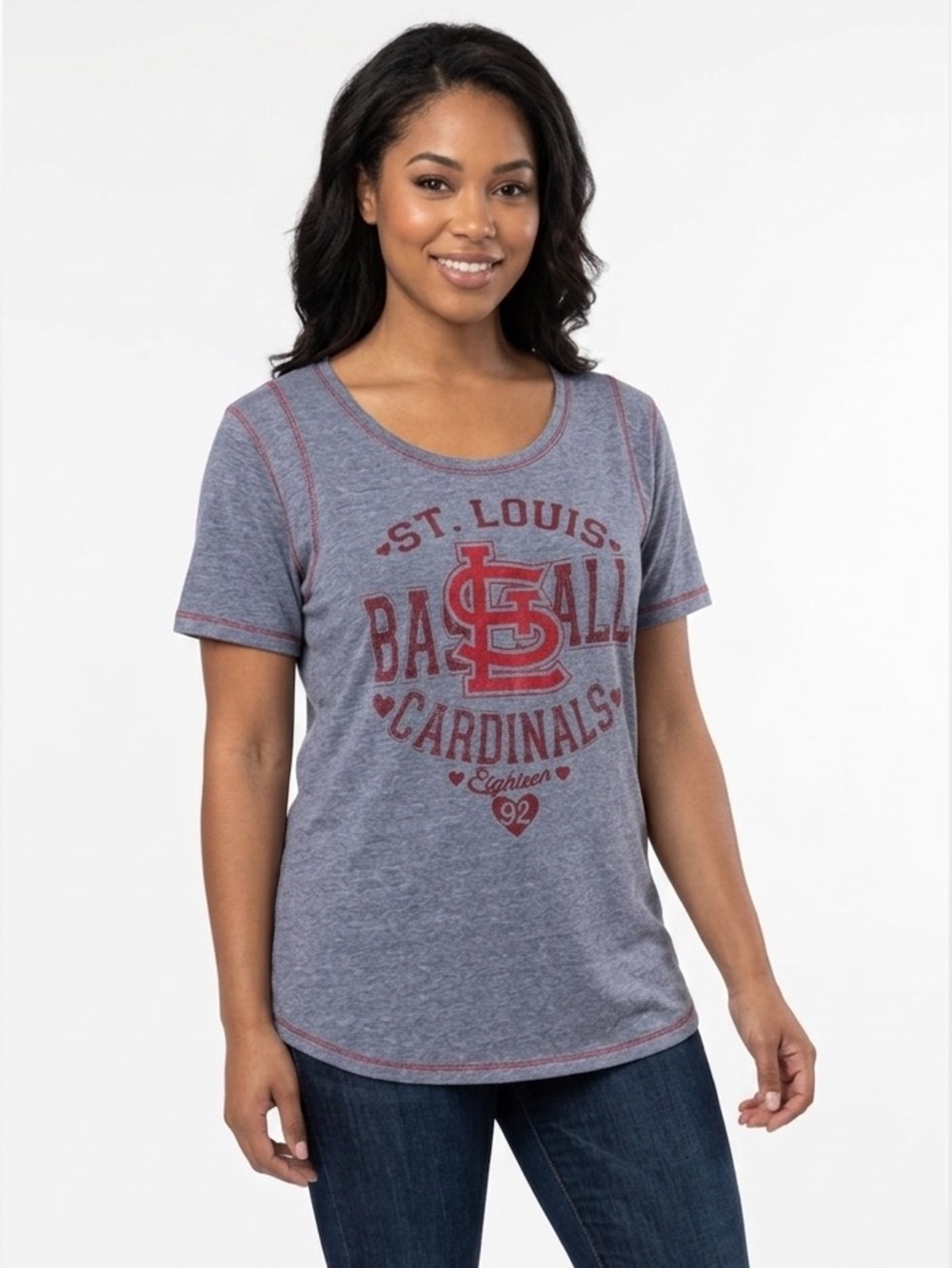 St. Louis Cardinals Gray & Red Baseball Tee Size L